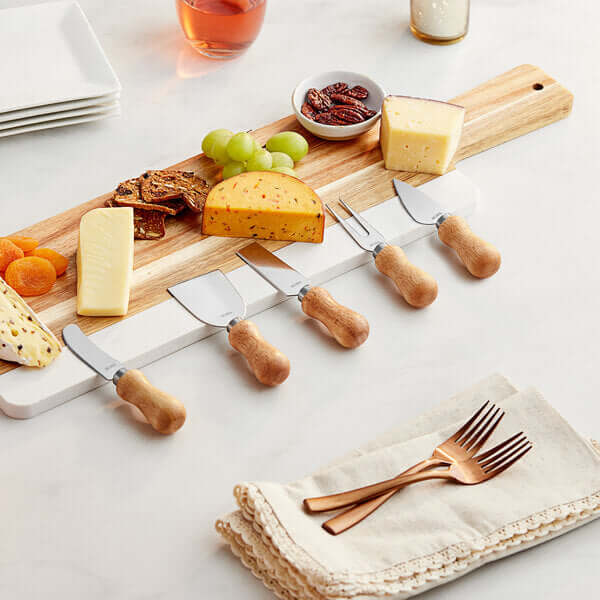 5-Piece Cheese Knife Set with Wood Handles