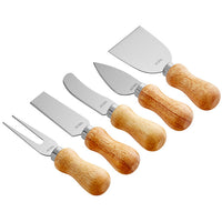 5-Piece Cheese Knife Set with Wood Handles
